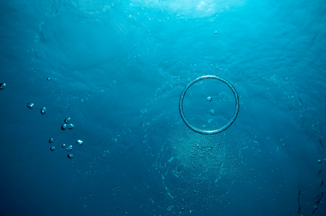Blue water above a technical diving site near Vis
